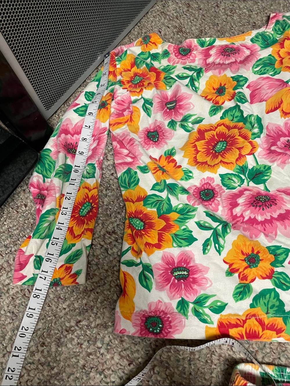 Vintage 80s cotton Bright Floral Two-Piece skirt Set - Pink & Yellow Flowers - Picture 4 of 7